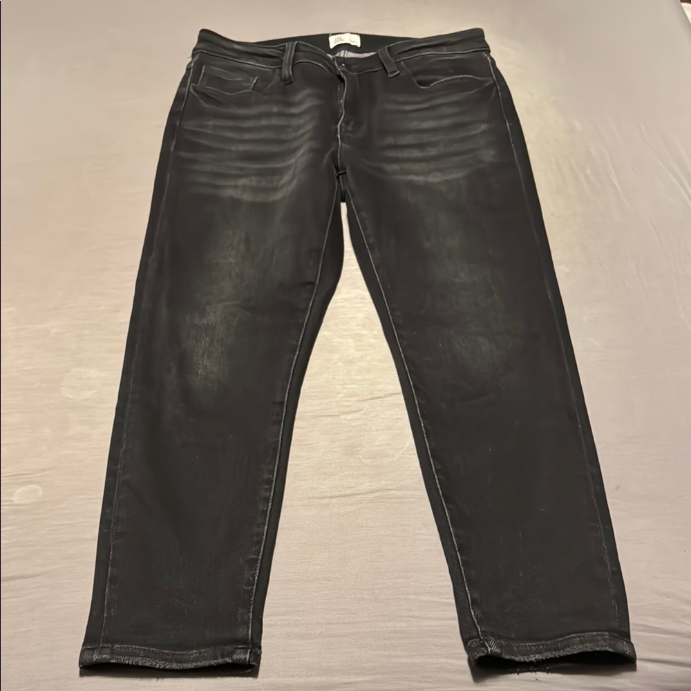 Black Straight Leg Jeans with Subtle Fading